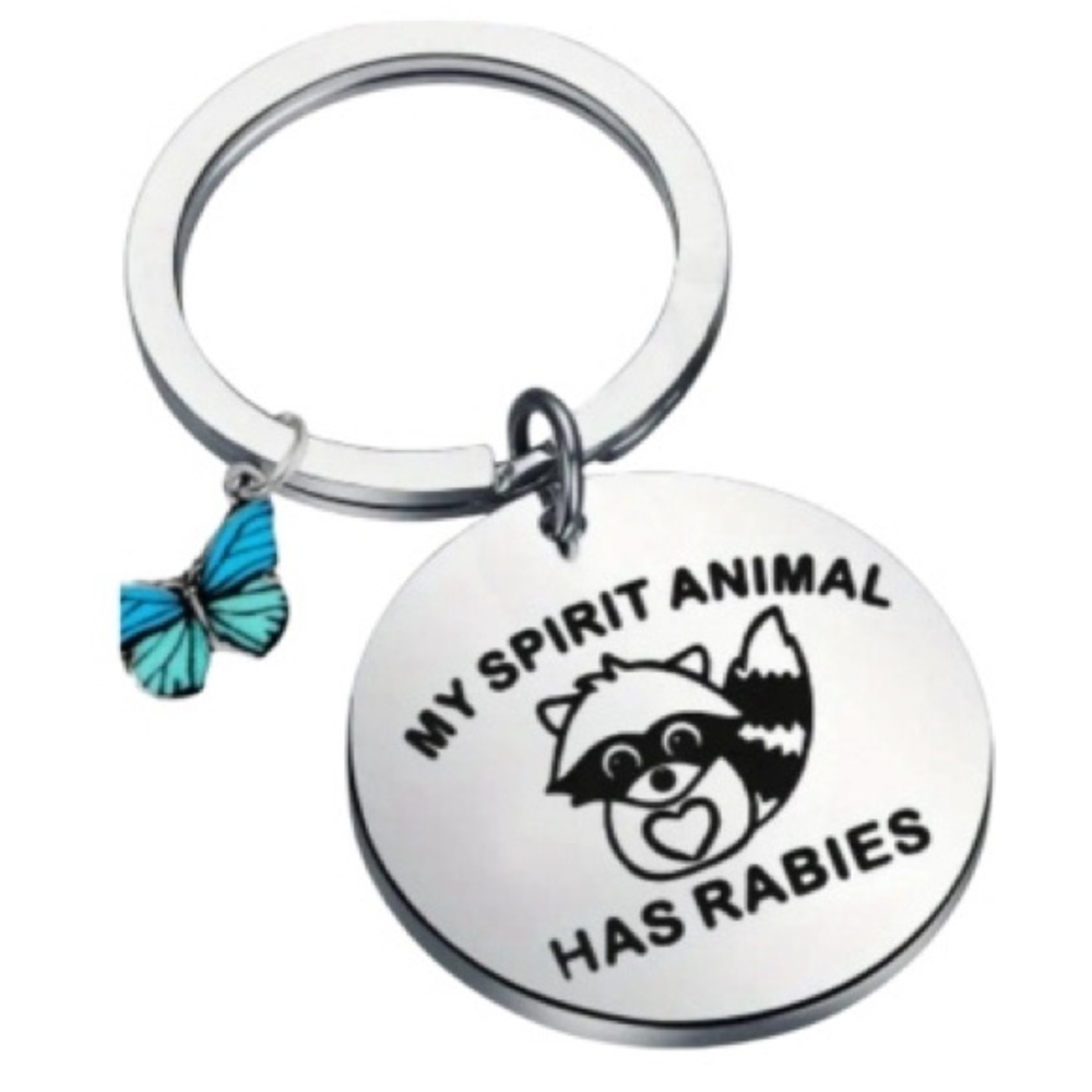 Silver Keychain with Raccoon Design
